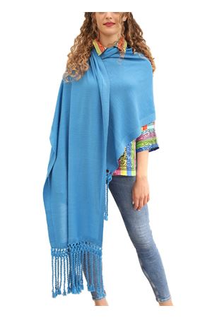 Stola caprese in lana con frange Art Tricot | STOLAFRANGIAAZZURRO